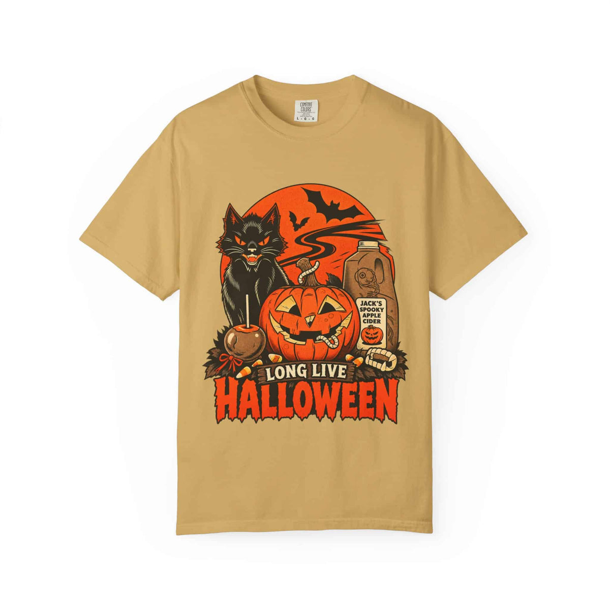 Midnight Cat Unisex Garment-Dyed T-shirt image