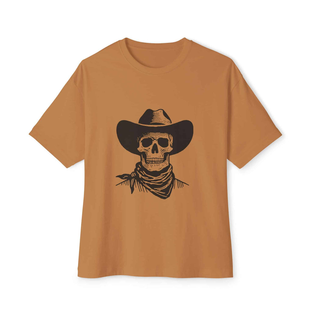 Outlaw Skull Unisex Oversized Boxy Tee - Toast, M image