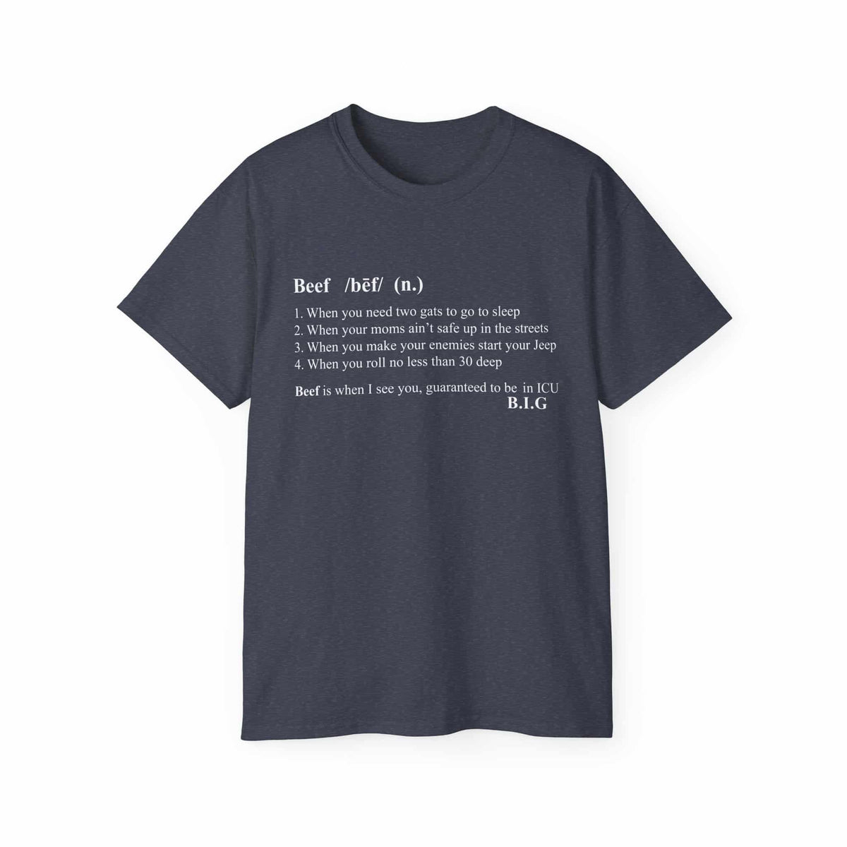 Beef Definition T-Shirt - L, Heather Navy image