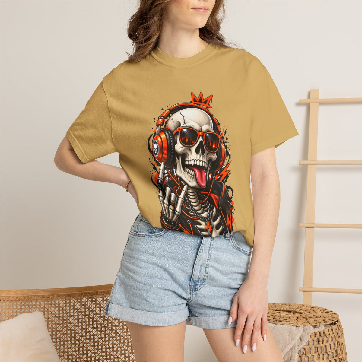 Neon Skull DJ Unisex Garment-Dyed T-shirt image 58