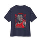Graphic Print Unisex Oversized Boxy Tee - POD0032 - Navy, 3XL image