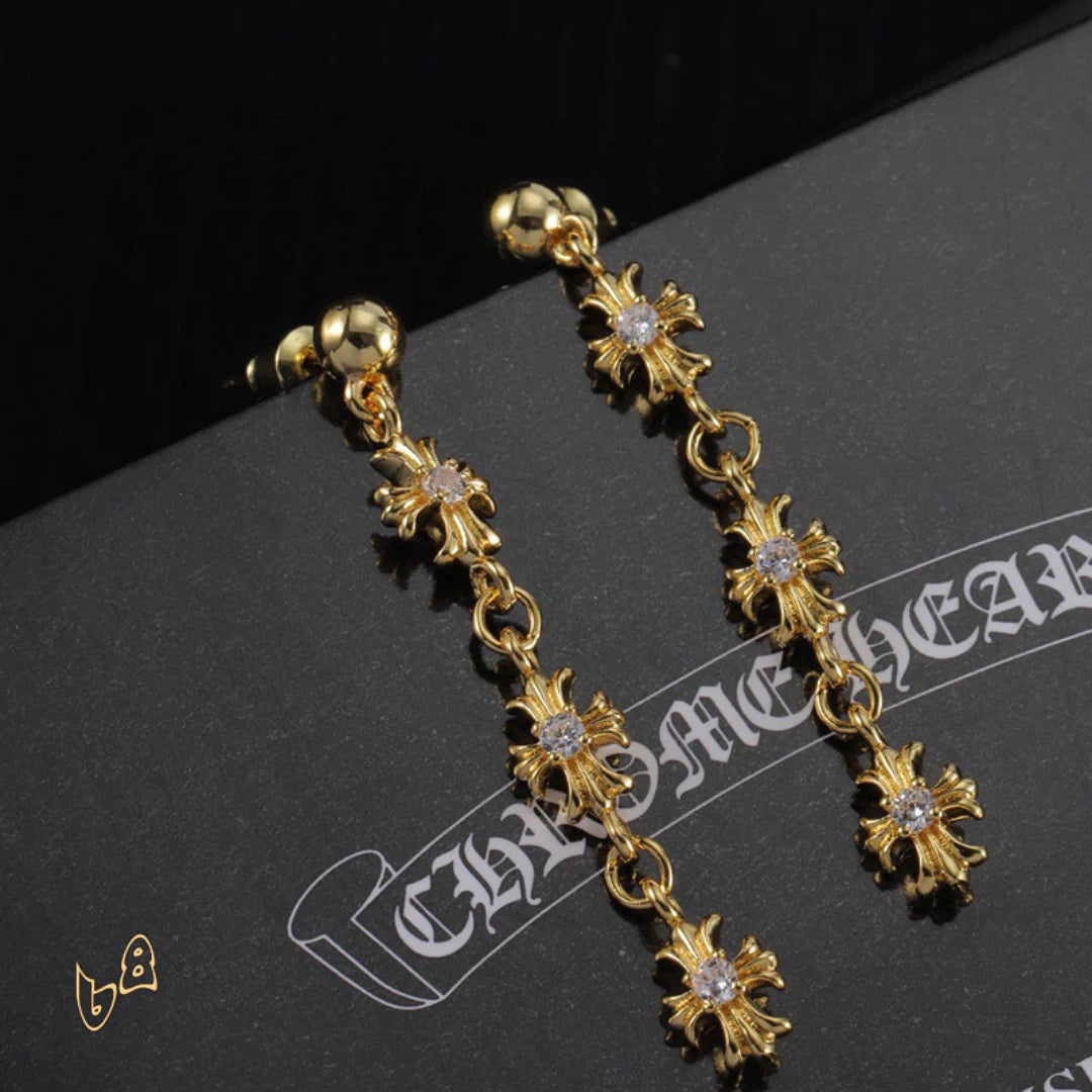 CH Cross Flower Charm Earrings - CH0159 image 0