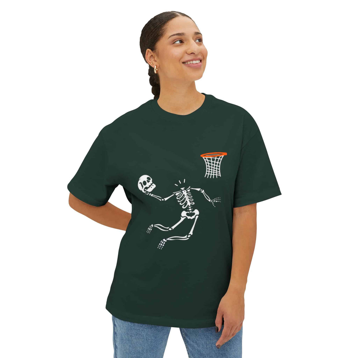 Halloween Basketball Skeleton Unisex Oversized Boxy Tee image 38
