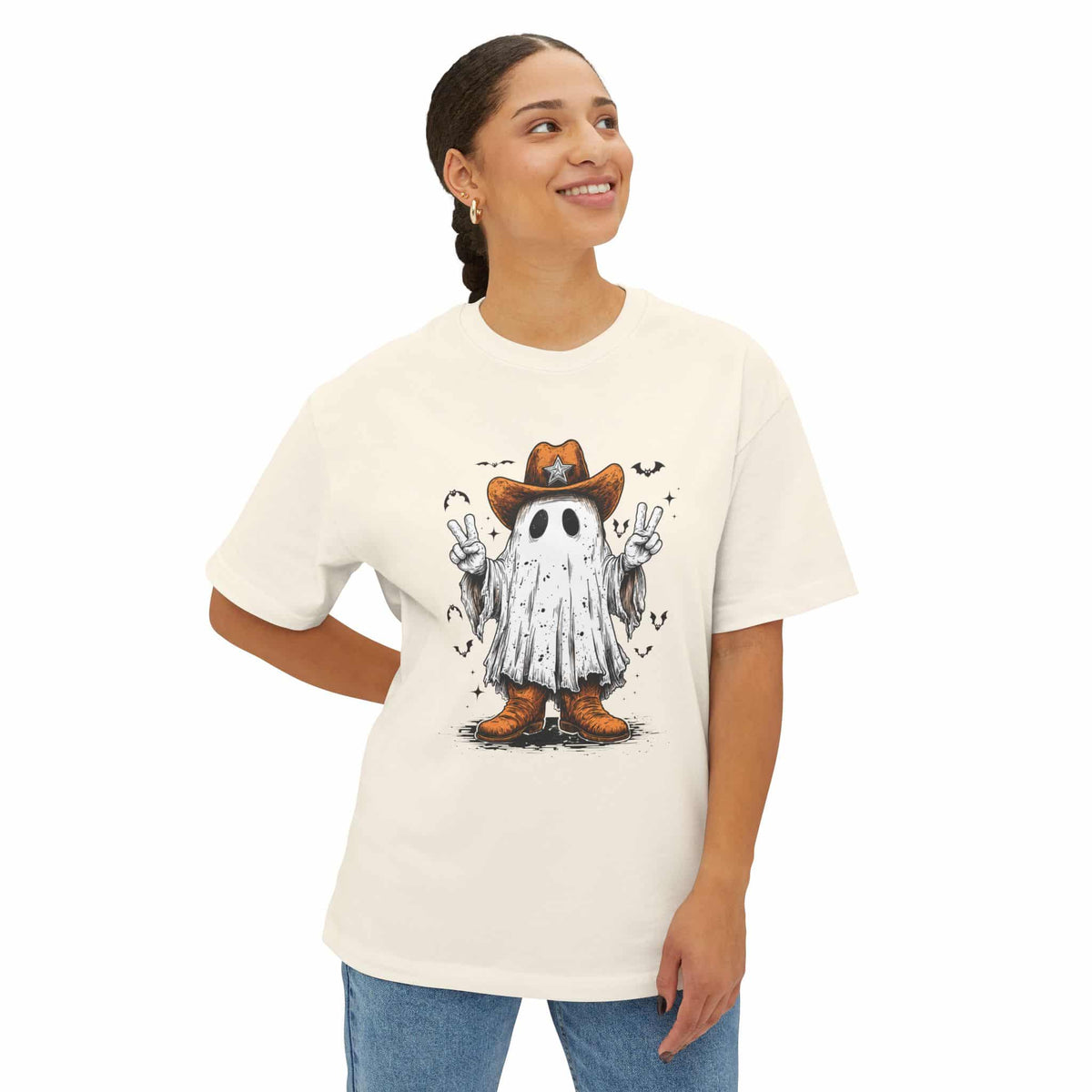 Howdy Ghost Unisex Oversized Boxy Tee image 9