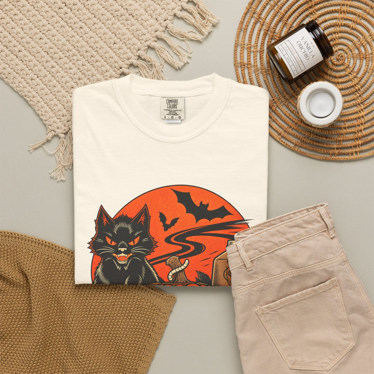 Midnight Cat Unisex Garment-Dyed T-shirt image 22