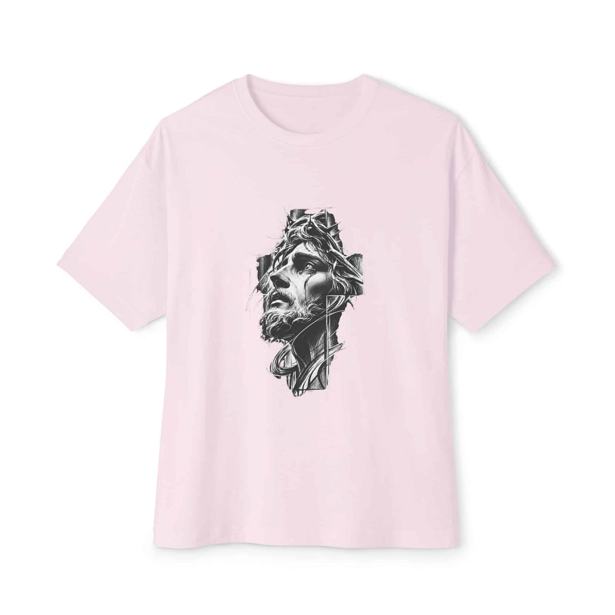 Crown of Faith 2 Unisex Oversized Boxy Tee - Soft Pink, M image