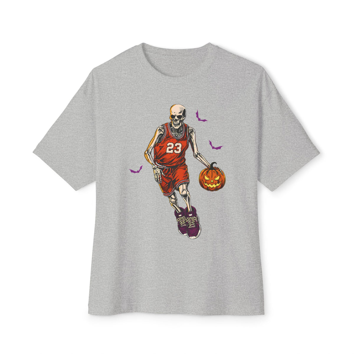 Halloween Basketball Unisex Oversized Boxy Tee - Athletic Heather, 2XL image