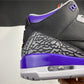 AJ 3 Retro Black Court Purple Shoes Sneakers - nk0000817 image 9