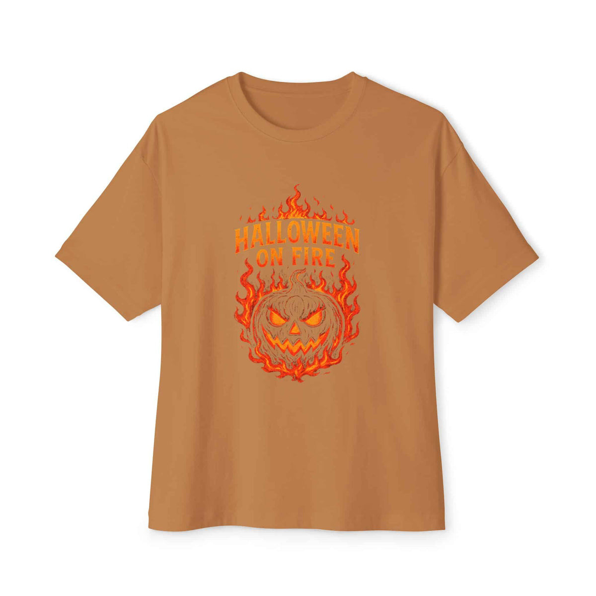 Halloween on Fire Unisex Oversized Boxy Tee - Toast, L image
