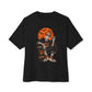 Retro Skater Skeleton Halloween Unisex Oversized Boxy Tee - Black, 3XL image