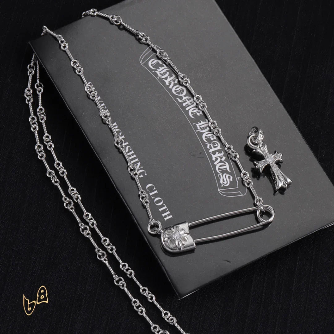 CH Pin & Cross Pendant Necklace - CH0041 image 1