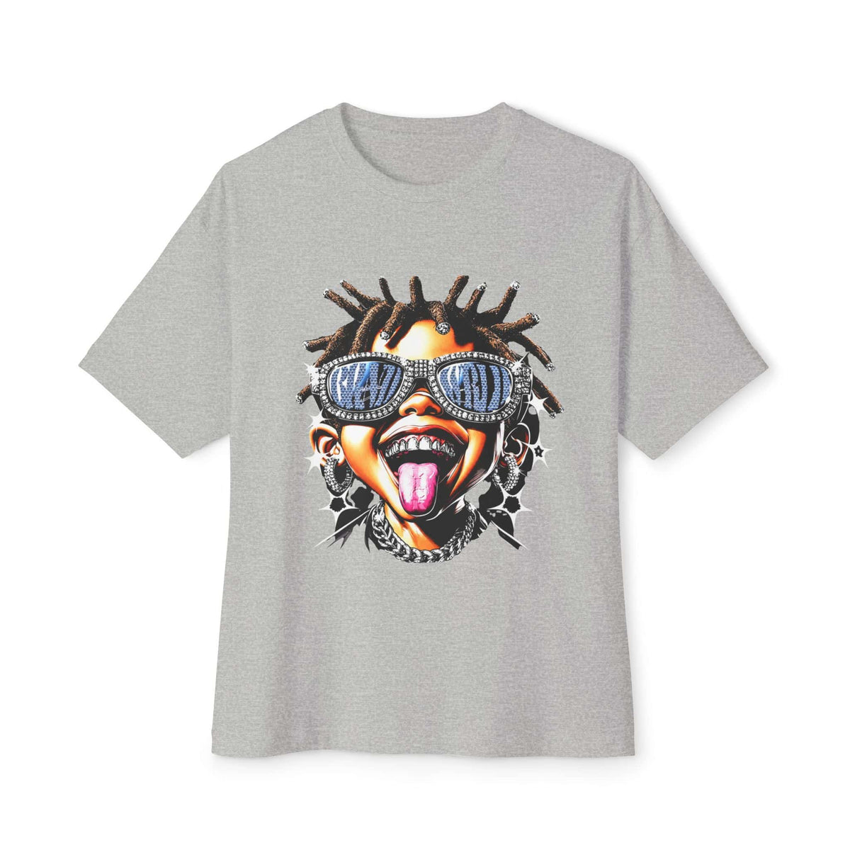Diamond Drip Unisex Oversized Boxy Tee - Athletic Heather, XS image