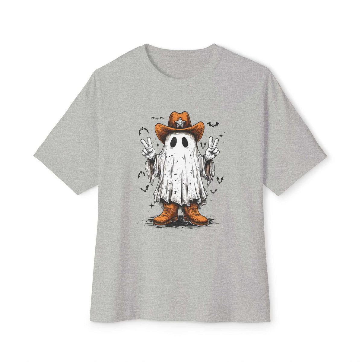 Howdy Ghost Unisex Oversized Boxy Tee - Athletic Heather, XS image