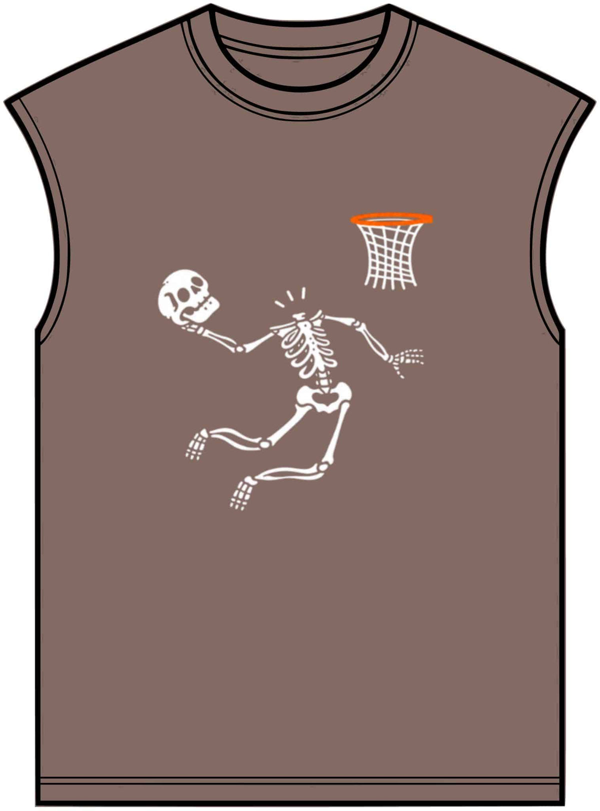 Halloween Basketball Skeleton Unisex Garment-Dyed Muscle Tee image
