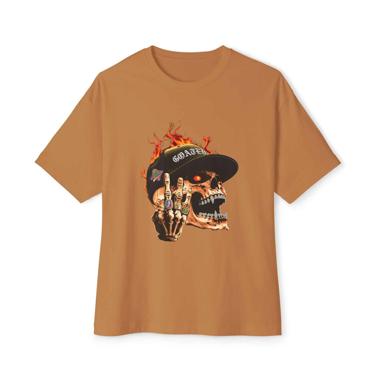 GOATED Skull Unisex Oversized Boxy Tee - Toast, XS image