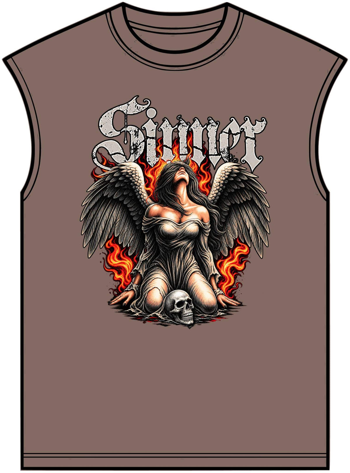Sinner’s Flame Unisex Garment-Dyed Muscle Tee image
