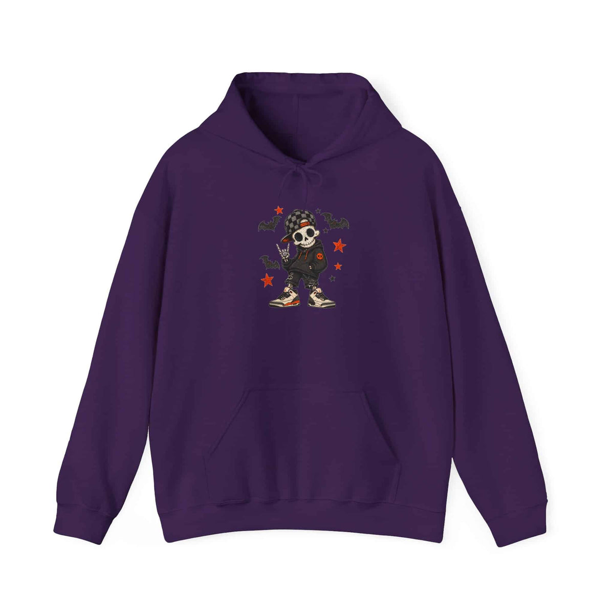Boy Skeleton Halloween Hooded Sweatshirt - S, Purple image