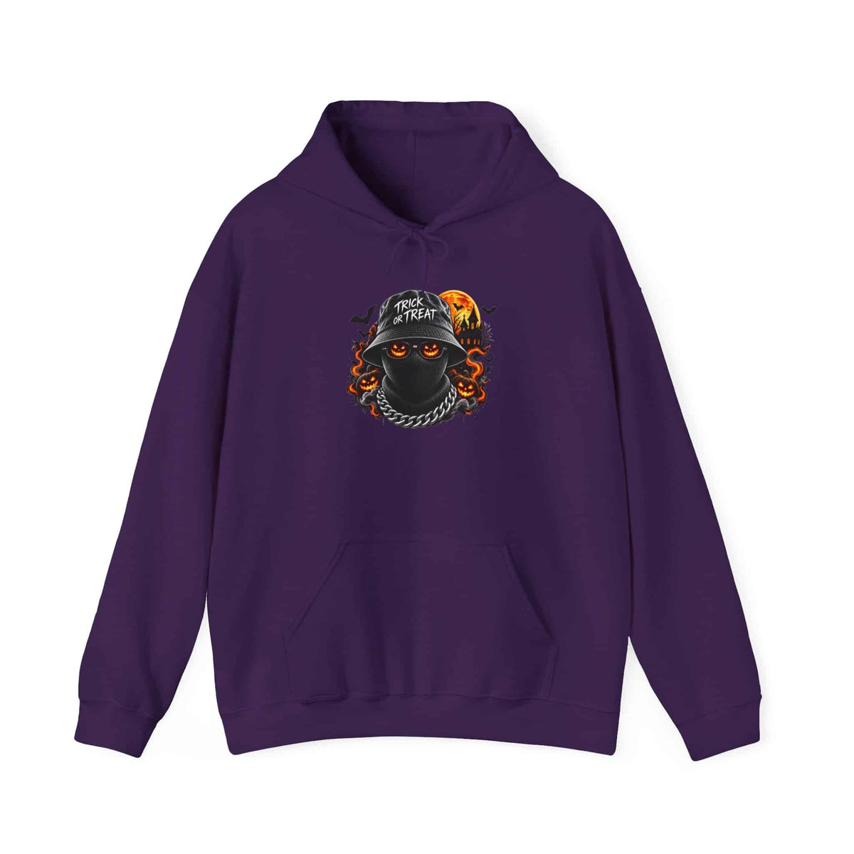 Spooky Streetwear Masked Hooded Sweatshirt - 4XL, Purple image