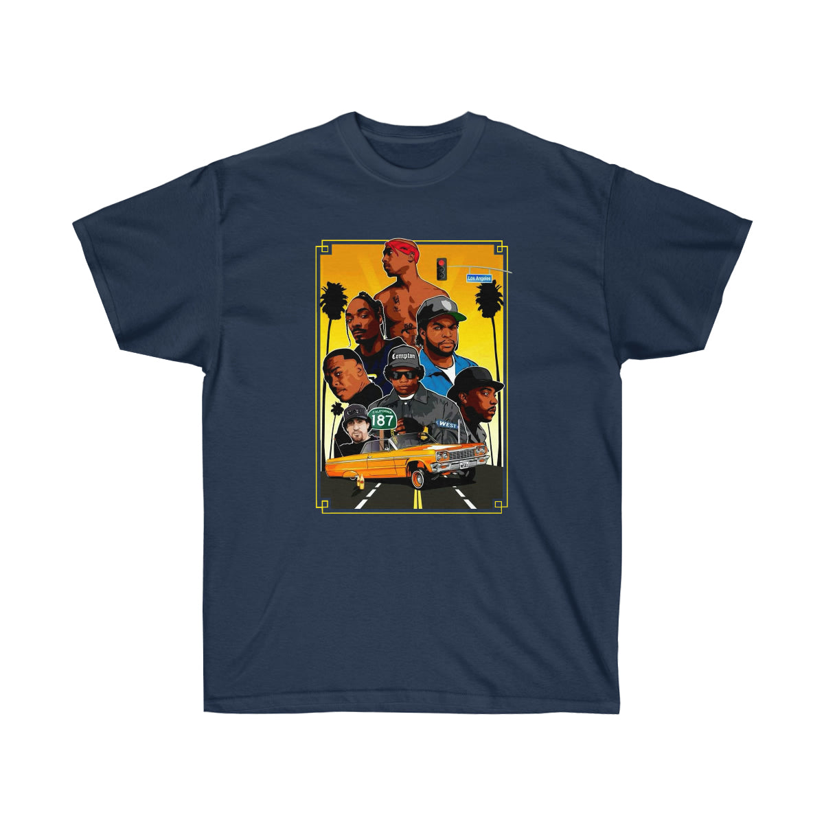 RAP 90's West Coast Legends Men Shirt - Navy, M image