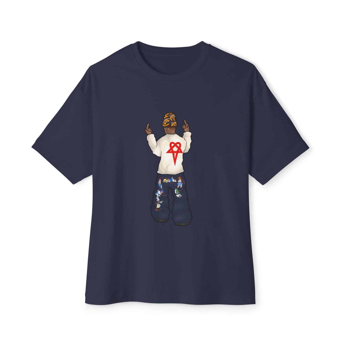 Rebel Attitude Unisex Oversized Boxy Tee - Navy, XS image