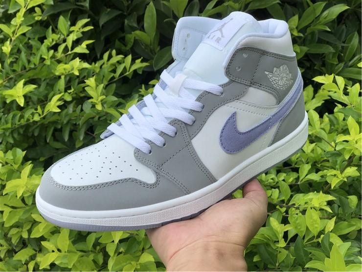 Air Jordan 1 Mid Wolf Grey Aluminum Shoes Sneakers - nk0001758 image 3
