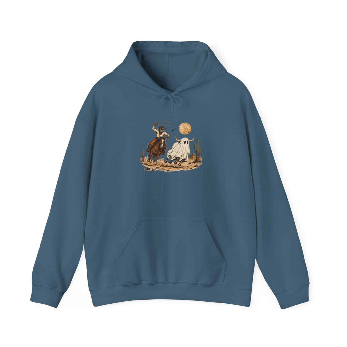 Halloween Cowboy Hooded Sweatshirt - M, Indigo Blue image