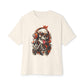 Neon Skull DJ Unisex Oversized Boxy Tee - Natural, M image