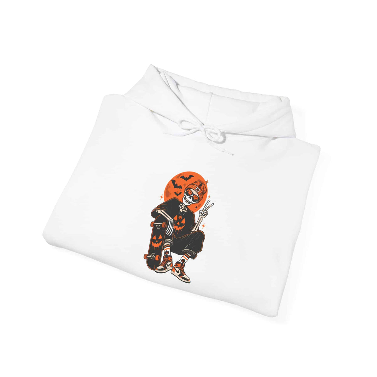 Retro Skater Skeleton Halloween Hooded Sweatshirt image 11
