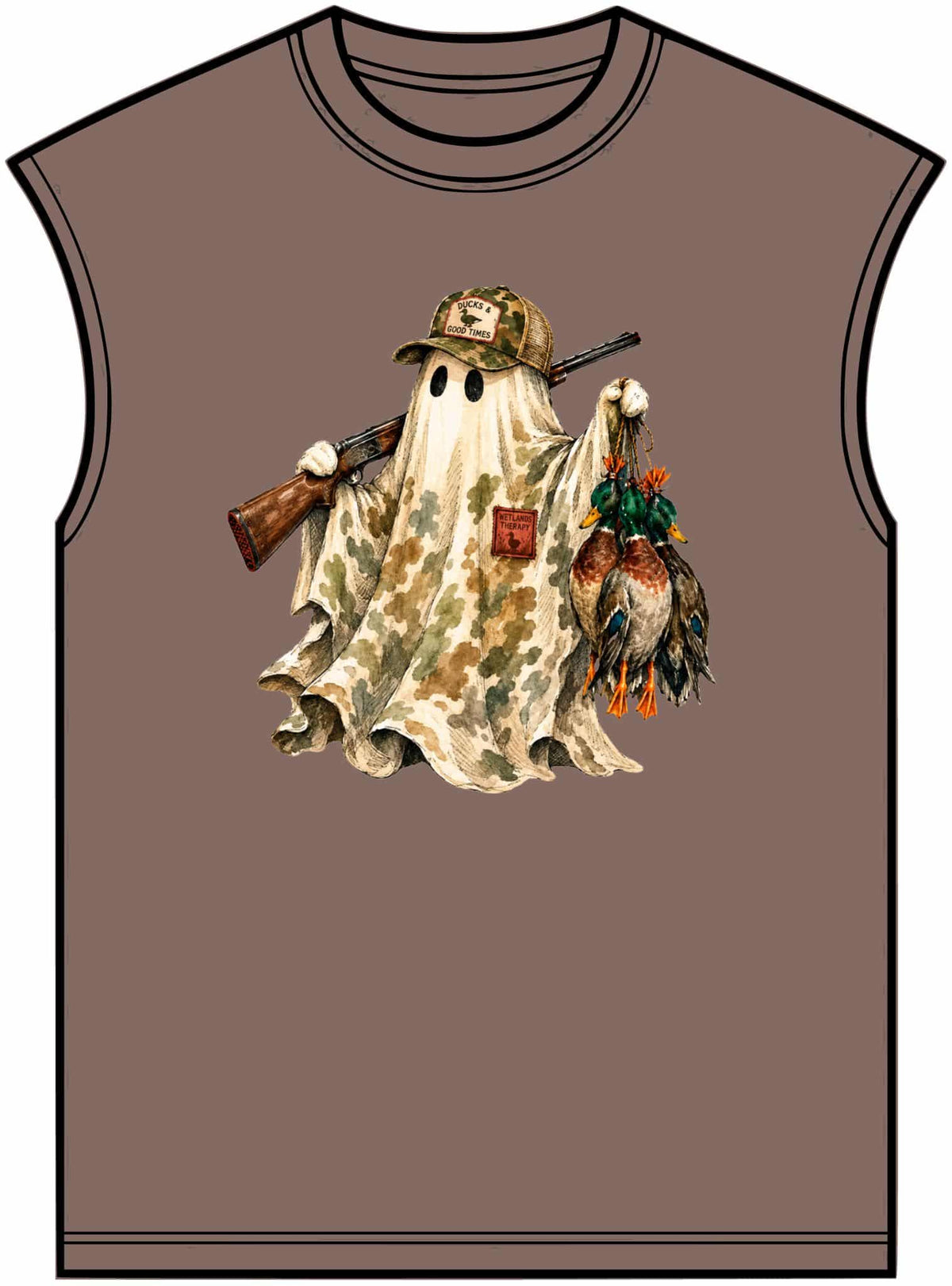 Hunting Season Spooky Camo Mallards Unisex Garment-Dyed Muscle Tee image