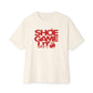 Graphic Print Unisex Oversized Boxy Tee - POD0040 - Natural, S image