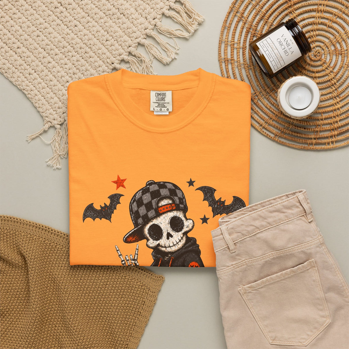 Boy Skeleton Halloween Unisex Garment-Dyed T-shirt image 45