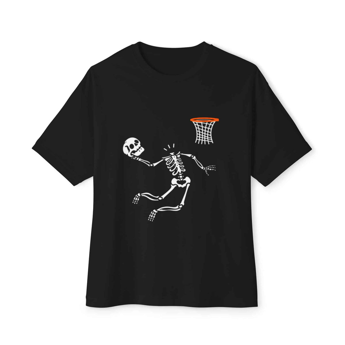 Halloween Basketball Skeleton Unisex Oversized Boxy Tee - Black, 3XL image
