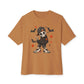 Boy Skeleton Halloween Unisex Oversized Boxy Tee - Toast, M image