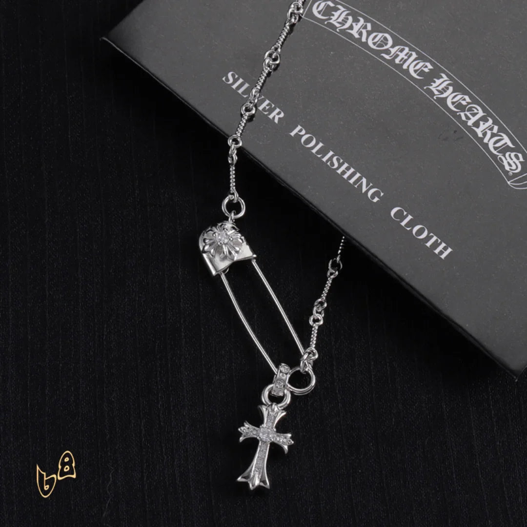 CH Pin & Cross Pendant Necklace - CH0041 image 5