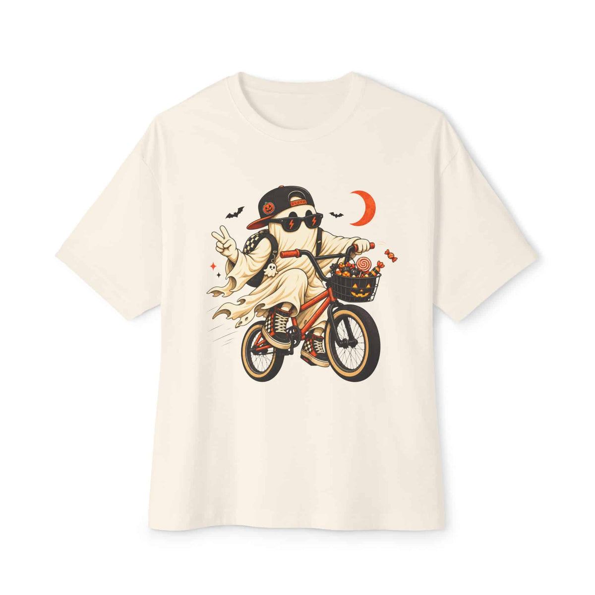 Ghost Rider BMX Unisex Oversized Boxy Tee - Natural, L image