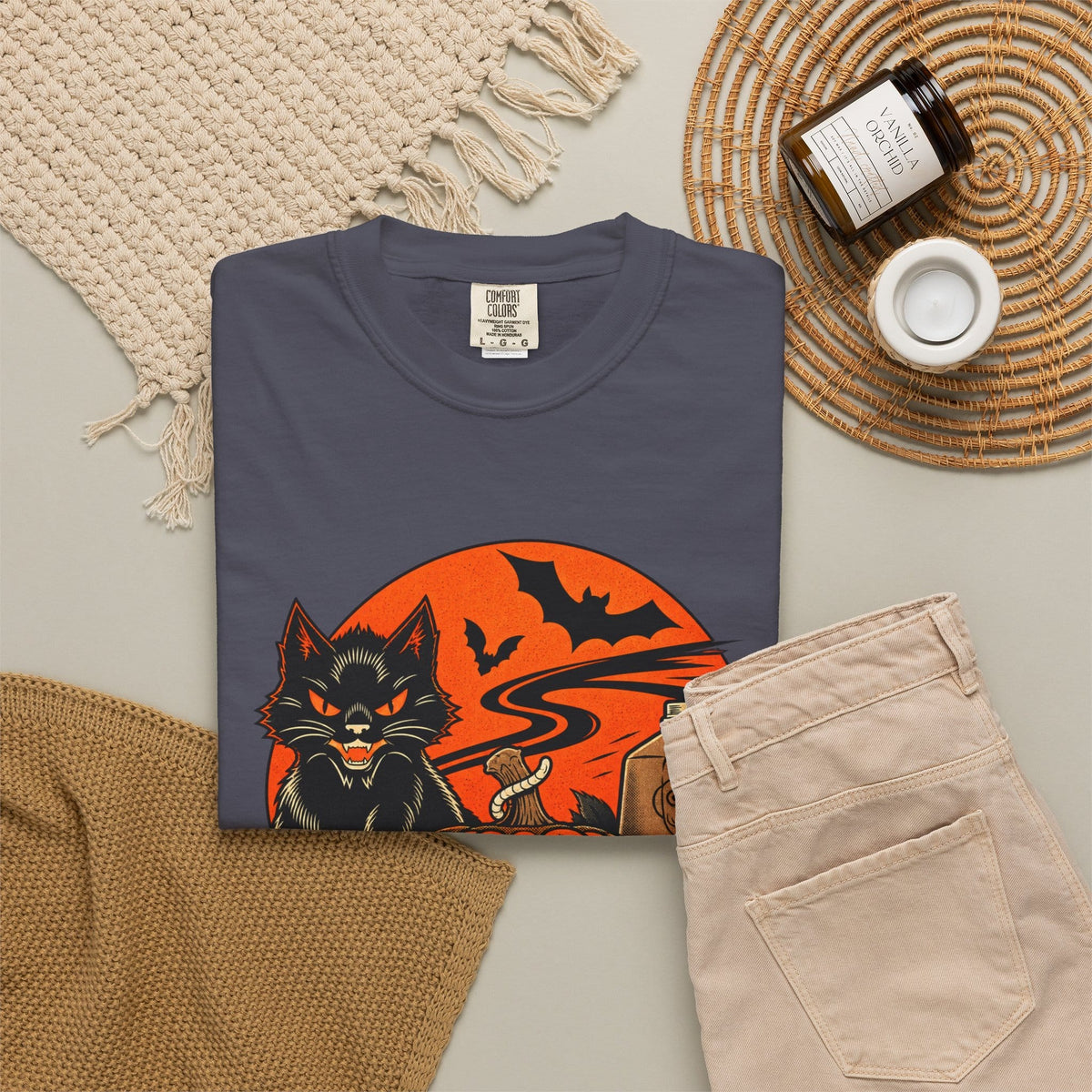 Midnight Cat Unisex Garment-Dyed T-shirt image 92
