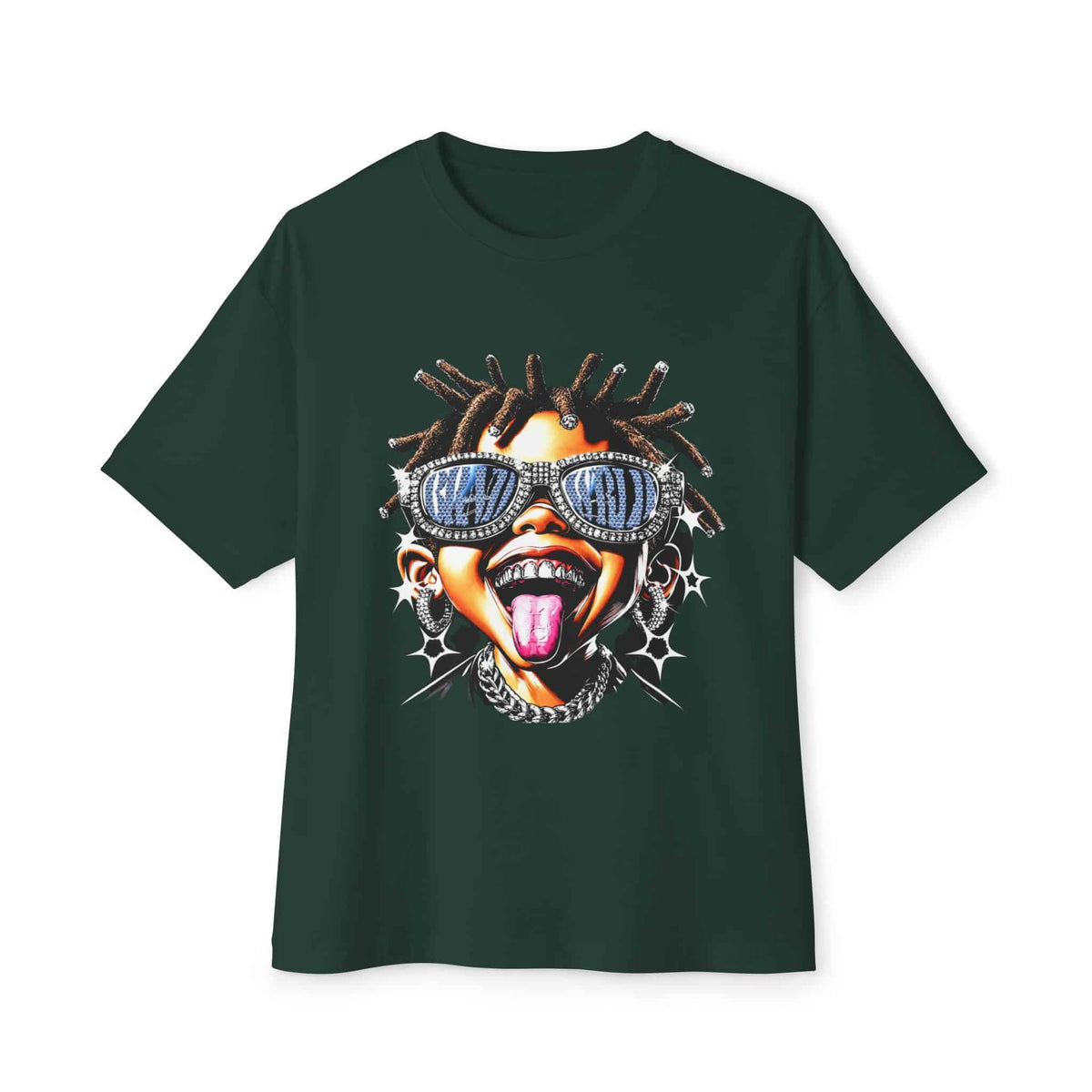 Diamond Drip Unisex Oversized Boxy Tee - Forest, 3XL image