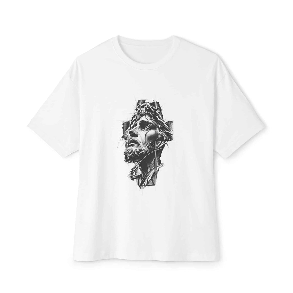 Crown of Faith 2 Unisex Oversized Boxy Tee - White, 3XL image