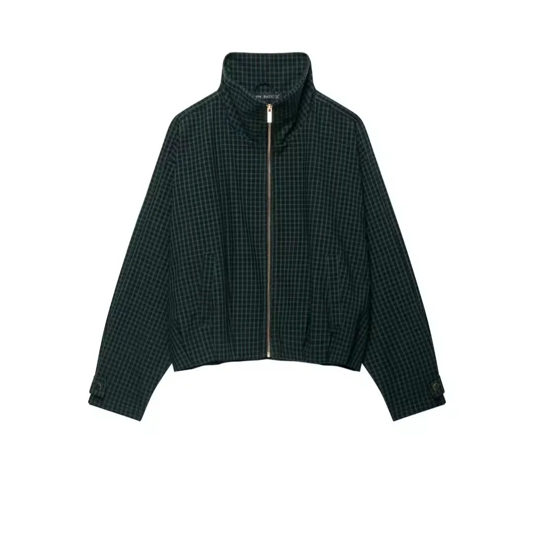 Bombers Jackets Plaid Long Sleeve