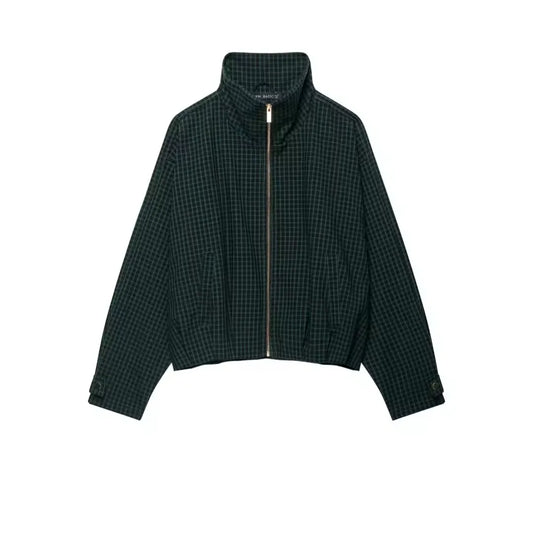 Bombers Jackets Plaid Long Sleeve