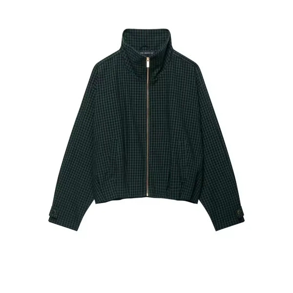 Bombers Jackets Plaid Long Sleeve