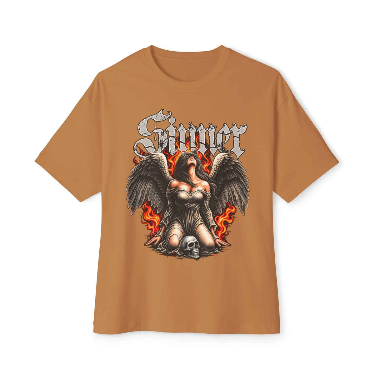 Sinner’s Flame Unisex Oversized Boxy Tee - Toast, 3XL image