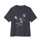 Halloween Basketball Skeleton Unisex Oversized Boxy Tee - Dark Grey, S image