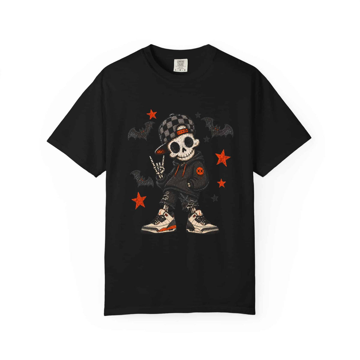 Boy Skeleton Halloween Unisex Garment-Dyed T-shirt image