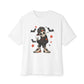 Boy Skeleton Halloween Unisex Oversized Boxy Tee - White, M image