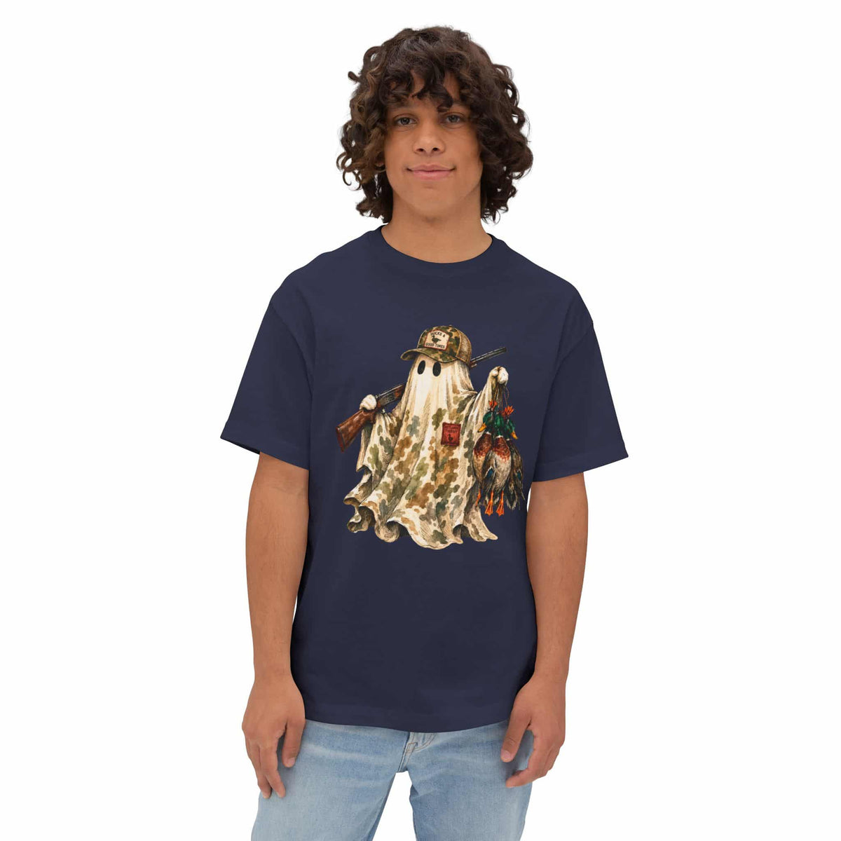 Hunting Season Spooky Camo Mallards Unisex Oversized Boxy Tee image 33