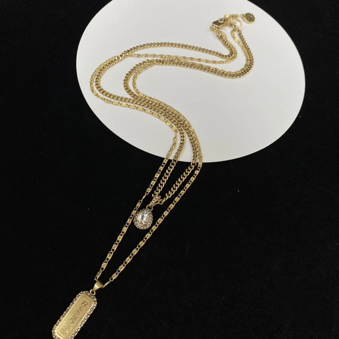 McQueen Logo Plaque Chain Necklace - MC0008 - Gold image