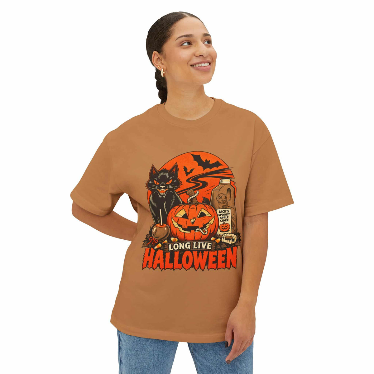 Midnight Cat Unisex Oversized Boxy Tee image 12