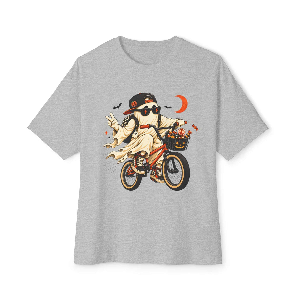 Ghost Rider BMX Unisex Oversized Boxy Tee - Athletic Heather, S image