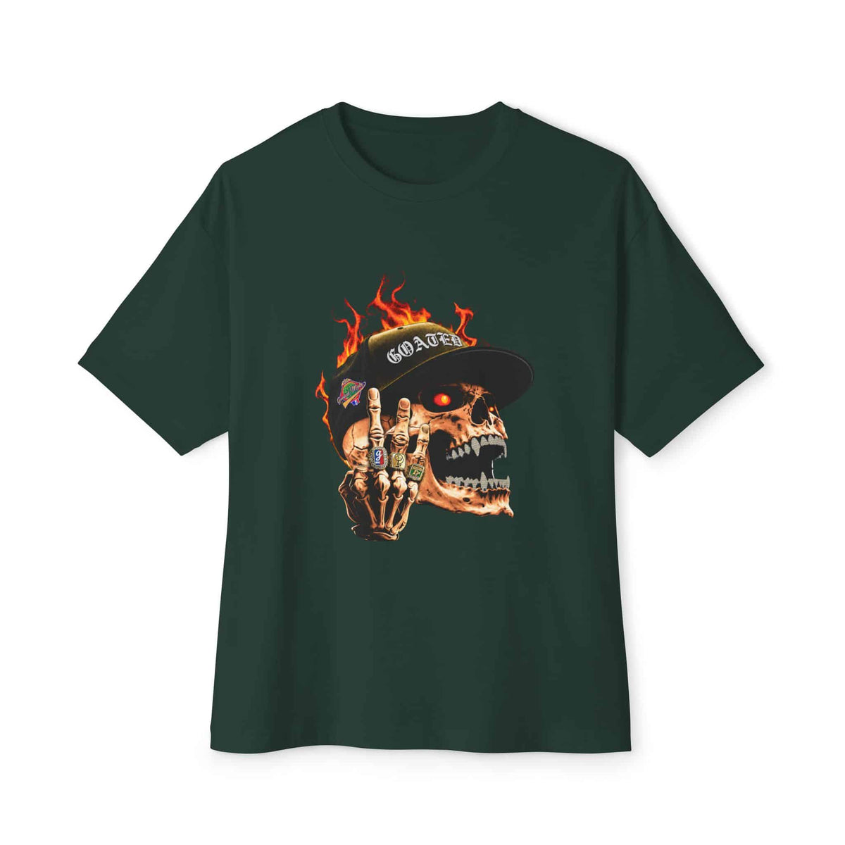 GOATED Skull Unisex Oversized Boxy Tee - Forest, M image
